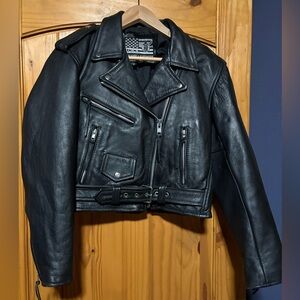 Women’s Black Leather Biker Jacket